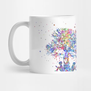 Kids reading under tree Mug